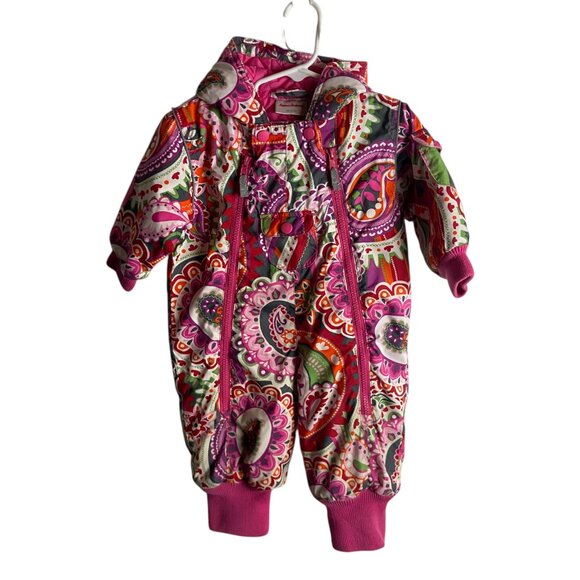 Hanna Andersson Other - Hanna Andersson Girls Size 70 Pink Paisley Floral Snowsuit Winter 6-12 Months
